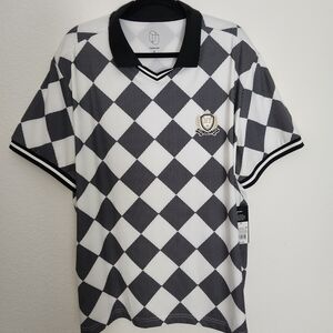 Original Use Mens Black and White Checkered Polo Shirt Size XL